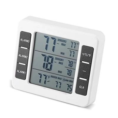 Afbeelding van Draadloze digitale akoestische alarmkoelkastthermometer met 2 PCS sensor min/max weergave
