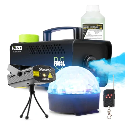 Afbeelding van Partyset met Fuzzix F500S Rookmachine 1L Rookvloeistof 1x Laser en