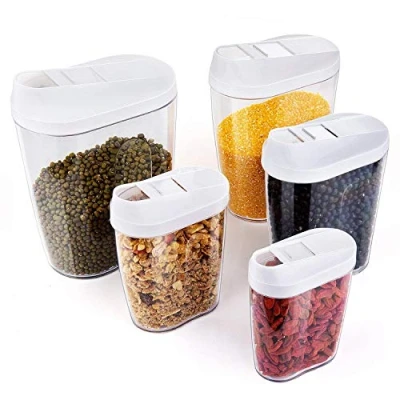 Afbeelding van Czemo Strooidozen, voorraaddozen, set van 5, BPA vrij, vershouddozen, voorraaddozen voor muesli/cornflakes