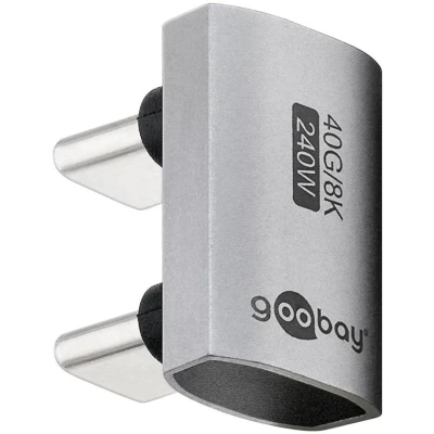 Afbeelding van goobay USB C adapter 240W 40Gbit verlenging 180 U vorm USB4 (stekker naar stekker) / 4.0 Adpter 8K @60 Hz, achterwaarts compatibel 3.1, 2.0/74446