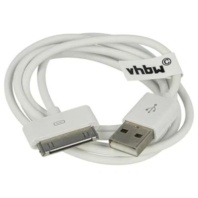 Afbeelding van vhbw USB datakabel compatibel met Apple iPod Nano 3 gen. A1236, 4 A1285 MP3 speler (type A op iPod) wit