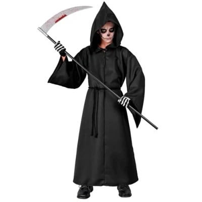 Afbeelding van W WIDMANN MILANO Party Fashion Kinderkostuum Sensemann, gewaad met capuchon, Grim Reaper, doodgravers, Halloween