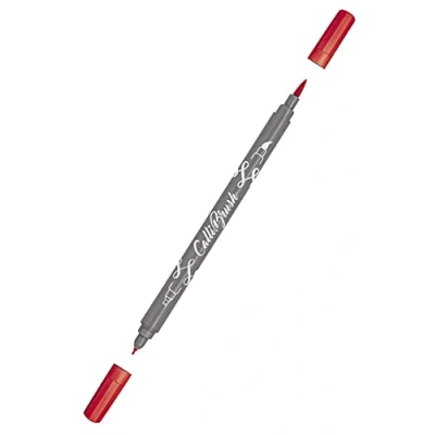 Afbeelding van Online 19057/6 Calli.Brush, Double Tip Pen met kalligrafiepunt en penseelpunt rood
