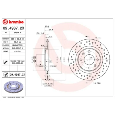 Afbeelding van Brembo Remschijf 09.4987.2X
