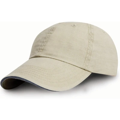 Afbeelding van Result Washed Fine Line Cotton Cap with Sandwich Peak RC054X Putty / Navy