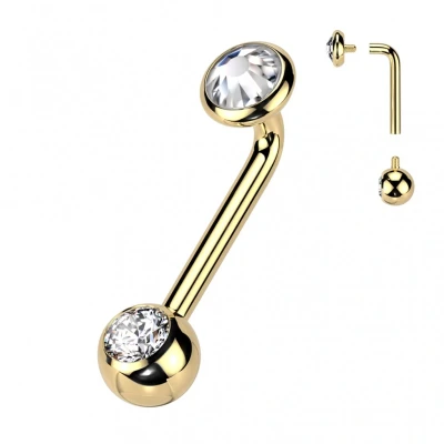 Afbeelding van Piercing titanium witte steen goud 12mm