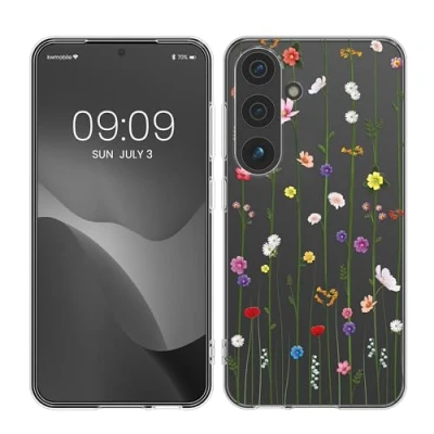 Afbeelding van kwmobile telefoonhoesje geschikt voor Samsung Galaxy S24 Hoesje smartphone in meerkleurig / transparant Wilde Bloemen Stengels design