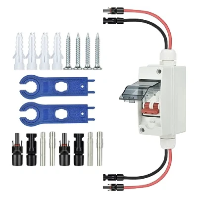 Afbeelding van DC scheidingsschakelaar, 40 A, 500 V, stroomonderbreker, PV DC, 2 polig, 20 2P met kabel, IP65 waterdicht, automatische zekering, voor