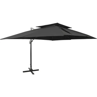 Afbeelding van vidaXL Zweefparasol met dubbel dak 400x300 cm zwart
