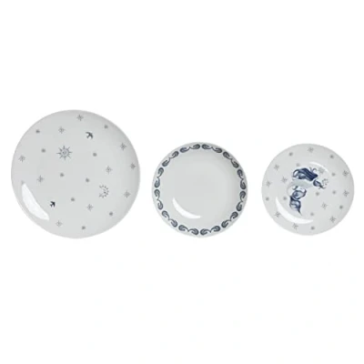 Afbeelding van Serviesset DKD Home Decor Blauw Wit Porselein 18 Onderdelen 27 x 3 cm (2 Stuks)