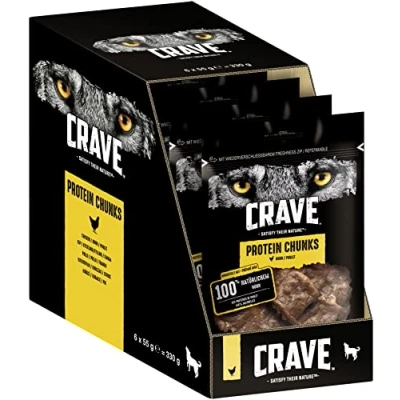 Afbeelding van Crave Dog Snacks Proteïnebrokken Met Kip 55G
