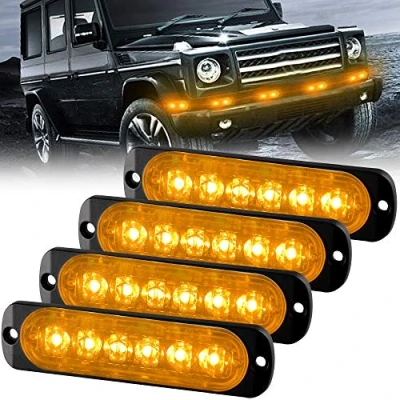 Afbeelding van Sidaqi 4PCS Sync functie 6 LED 12W Emergency Hazard Strobe Warning Grille Working Light Bar voor 12 24V Car Vehicle Truck veiligheid Knipperend baken Waarschuwingslicht (oranje)