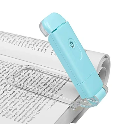 Afbeelding van DEWENWILS Oplaadbare leeslamp, cliplamp om in bed te lezen, 4 helderheidsinstellingen, 2 warme kleuren, oogbescherming, cadeau voor lezers kinderen, Blauw