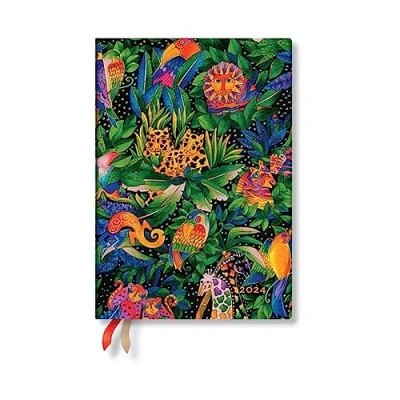 Afbeelding van Paperblanks Jungle Song (Whimsical Creations) Midi Vertical Dayplanner voor 12 maanden 2024 (sluiting met elastische band)