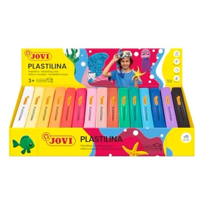 Afbeelding van Jovi Pak van 100% plantaardige Plasticine, 15 tabletten 150 gram, veelkleurig assortiment, glutenvrij (71S)