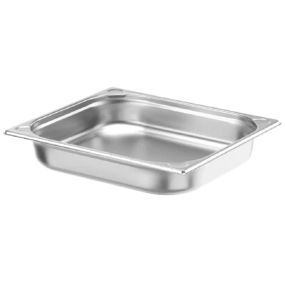 Afbeelding van HENDI Gastronorm container, temperatuurbestendig van 40 tot 300C, geschikt voor ovens, bain marie en vriezers, chafing dishes, versterkte hoeken, 5.5L, GN 2/3, 354x325x(H)65mm, roestvast staal