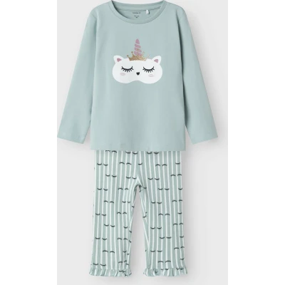 Afbeelding van Name it Meisjes Pyjama oogjes Gray Mist NMFRANDA Maat 86
