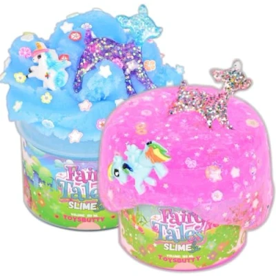 Afbeelding van ToysButty 2 Slime Pack Clear Crystal &amp; Cloud Kit voor Meisjes Jongens, Creëer met Kids Fairy Tales Theme, Premade Making Kit, 8 Accessoires, Grote Charms Putty Set