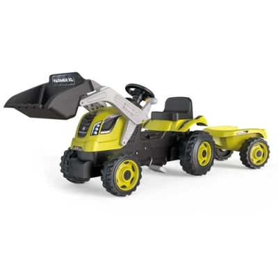 Afbeelding van Smoby Farmer Max Traptractor met Trailer Groen