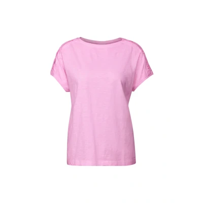 Afbeelding van Cecil MIT Knopfdetail Tshirt print, Dames, Maat: XXL, Pink