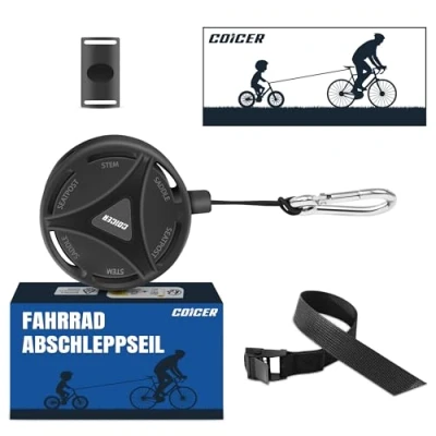 Afbeelding van Coicer 2 m fietstouw voor kinderen, ouders en kind, trektouw, fiets, tractietouw, draagvermogen 265 lbs