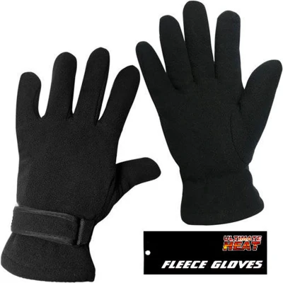 Afbeelding van Warme fleece handschoenen kleur zwart maat one size L