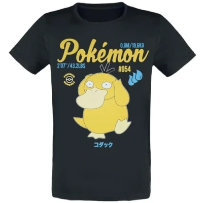 Afbeelding van Pokémon Psyduck Vintage Heren T shirt L Zwart