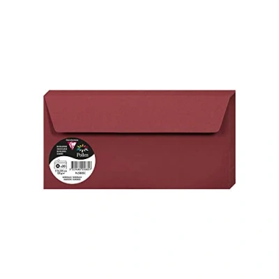 Afbeelding van Clairefontaine 5885C pakket met 20 zelfklevende enveloppen, formaat DL 11 x 22 cm, 120 g/m², kleur: bordeauxrood, voor uitnodigingen en evenementen serie Pollen premium papier, glad