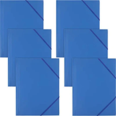 Afbeelding van D.RECT 9084 6 stuks verzamelmap, postmap van PP met elastiek, elastische map plastic, blauw