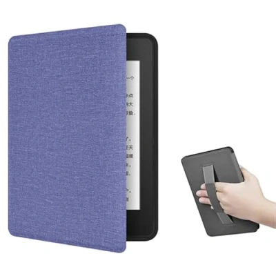 Afbeelding van voor 7 inch Kindle Paperwhite 12e generatie 2024 en Colorsoft Signature Edition hoes, Auto Sleep Wake, Handriem Feature Case (paars)