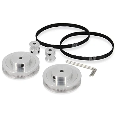 Afbeelding van Zeberoxyz 2 STKS Set GT2 Synchrone Wiel 20 &amp; 80 Tanden 5mm Boring Aluminium Timing Katrol met Lengte 250mm Breedte 6mm Riem (20 80T 5B 6)