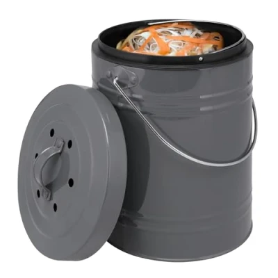 Afbeelding van Bremermann Compostemmer met 5 liter binnenemmer, actieve koolfilter, biologische afvalemmer, grijs