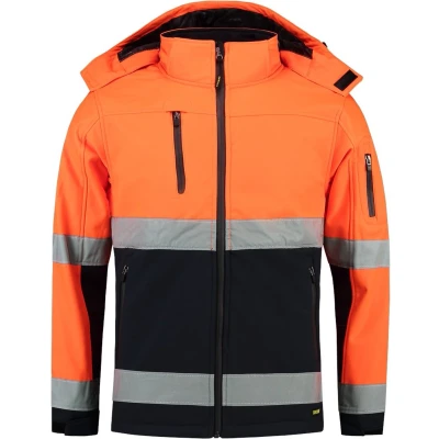 Afbeelding van Tricorp Hi Vis Softshell Jas 403007 Oranje Marine Maat 4XL