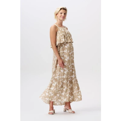 Afbeelding van Maxi Zwangerschapsjurk met voedingsfunctie Han White Pepper Big Flower XL