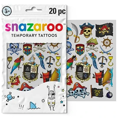 Afbeelding van Snazaroo Tatoeageset voor kinderen „piraten jongens, 20 kindertatoeages met piratenmotieven