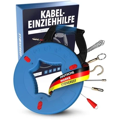Afbeelding van STONE REEF Intrekspiraal, 30 m, kabelintrekhulp, intrekspiraal met intrekveer, intrekhulp voor lege buizen, kabelintrekhulp trekdraad, kabeltrekker kabels en elektrische