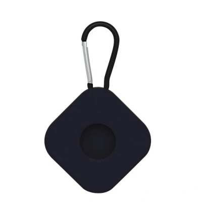 Afbeelding van AirTag case square series siliconen sleutelhanger met ring zwart