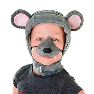Afbeelding van Grijze kinderkostuums met capuchon en neus (2 stuks) schattig ontwerp, perfecte accessoires voor kinderfeestjes, Halloween, Wereldboekendag fantasierijk spel