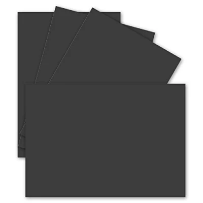 Afbeelding van 50 enkele kaarten, DIN A6, 10,5 x 14,8 cm, 240 g/m², zwart, gekleurd karton, knutselpapier, knutselkarton, knutselkaarten, blanco ansichtkaarten