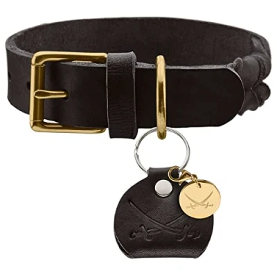 Afbeelding van HUNTER SANSIBAR SOLID Hondenhalsband, leer, duurzaam, gripvast, gevlochten, 45 (S M), zwart