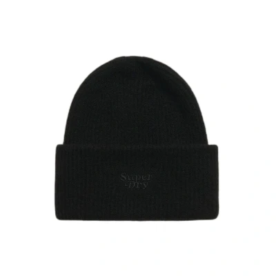 Afbeelding van Superdry Vrouwen Gebreide Beanie met Zachte Ribbel Zwart Grootte: 1SIZE