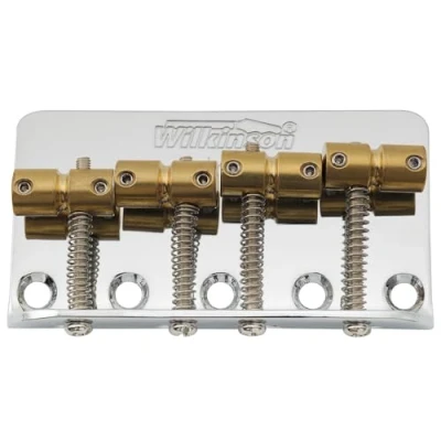 Afbeelding van Wilkinson WBBC Vintage Basgitaar Brug Messing Zadels voor 4 snarige J/P stijl Precision Bass/Jazz Bass, Chroom