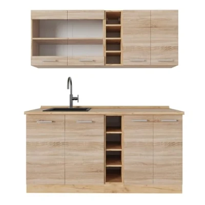 Afbeelding van Vicco Eenpersoonskeuken R Line, Sonoma/Goudkraft eik, 160 cm zonder werkblad