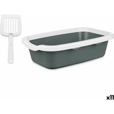 Afbeelding van Kattenbak Wit Antraciet Plastic 25 x 11 2 cm (11 Stuks)