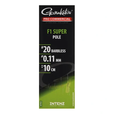 Afbeelding van Gamakatsu Pro Commercial Coars F1 Super Pole Barbless 10cm(8pcs) Maat : haak 20 0.11mm