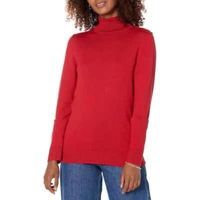Afbeelding van Amazon Essentials Women&#039;s Lichtgewicht coltrui met lange mouwen en klassieke pasvorm (verkrijgbaar in grote maten), Rood, XL