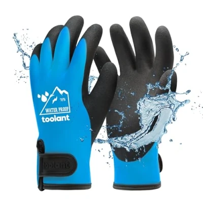 Afbeelding van toolant 100% horizontale werkhandschoenen voor heren en dames, winter koud weer, touchscreen, warme thermische handschoenen, blauw, S