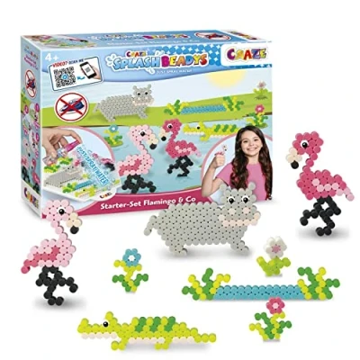 Afbeelding van Craze Splash BEADYS steekkralen flamingo &amp; Co. Strijkkralen zonder strijken waterparels starterset knutselset kinderen diermotieven kralen set om te knutselen 20579, klein