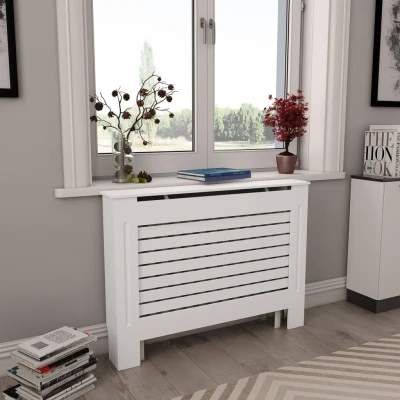 Afbeelding van Radiatorombouwen 2 st 112x19x81,5 cm MDF wit