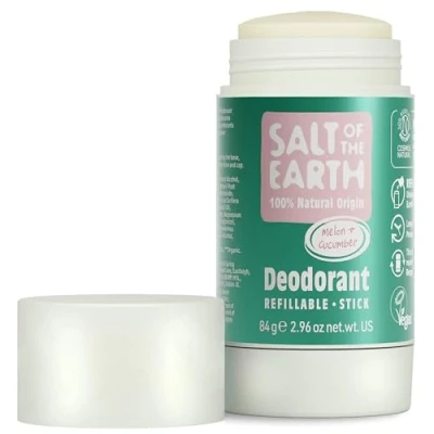 Afbeelding van Salt Of The Earth Natural Deodorant Stick, Melon &amp; Cucumber Aluminium Free, Vegan, Long Lasting Protection, Refillable, Leaping Bunny Approved, Made in UK 84g